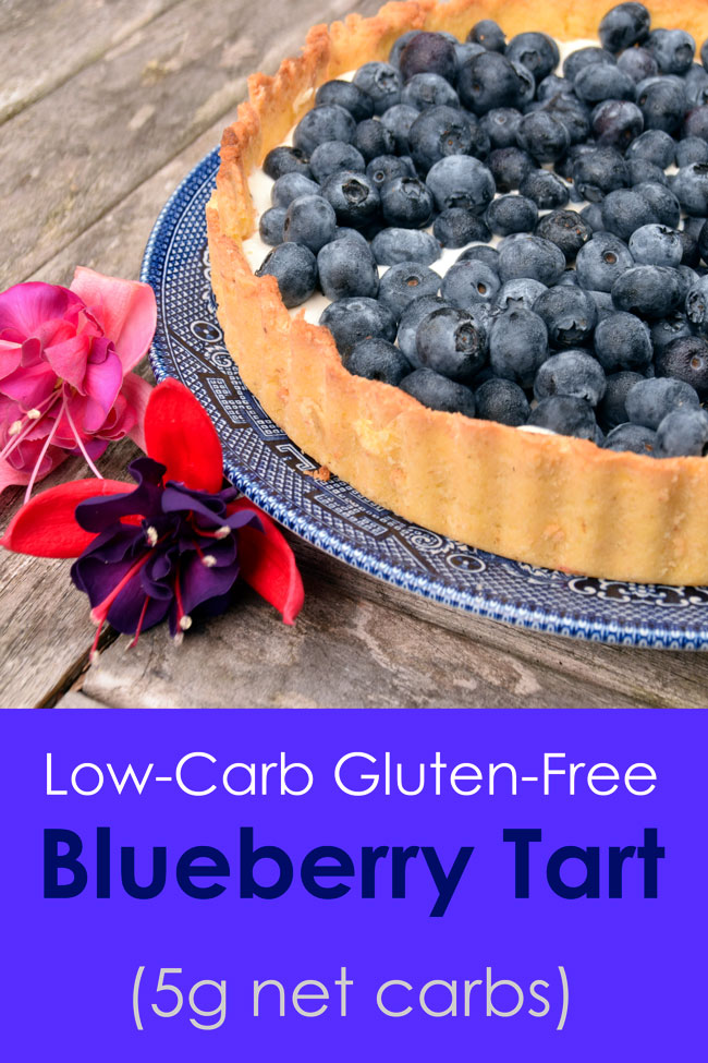 Low-carb bluberry tart - gluten-free, sugar-free, 5g net carbs