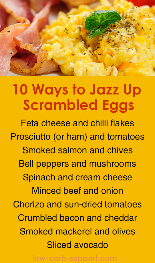 Scrambled eggs - perfect low-carb breakfast - and how to jazz them up to be more exciting